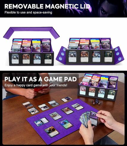 Moko Card Storage Box - 3000+ MTG Deck Box, 24 Colorful Dividers, Commander Card Deck Case, Fits Magic, Yugioh - Black Purple in Saudi Arabia