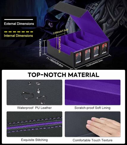 Moko Card Storage Box - 3000+ MTG Deck Box, 24 Colorful Dividers, Commander Card Deck Case, Fits Magic, Yugioh - Black Purple in Saudi Arabia