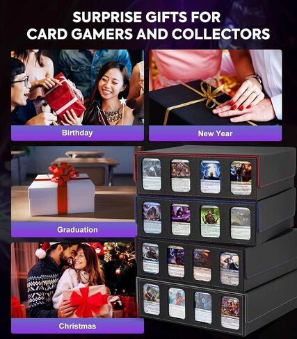 Moko Card Storage Box - 3000+ MTG Deck Box, 24 Colorful Dividers, Commander Card Deck Case, Fits Magic, Yugioh - Black Purple in Saudi Arabia