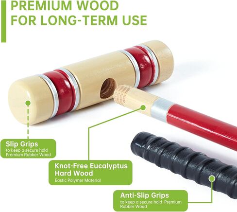 Pointyard 28In Six Player Croquet Set, Universal Szie Croquet Set with Wooden Mallets/Colored Ball/Wickets/Stakes for Lawn/Backyard Game/Park in Saudi Arabia