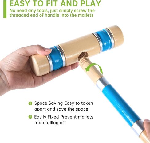 Pointyard 28In Six Player Croquet Set, Universal Szie Croquet Set with Wooden Mallets/Colored Ball/Wickets/Stakes for Lawn/Backyard Game/Park in Saudi Arabia