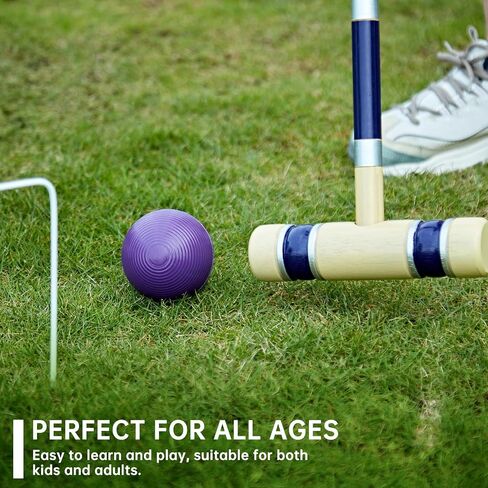 Pointyard 28In Six Player Croquet Set, Universal Szie Croquet Set with Wooden Mallets/Colored Ball/Wickets/Stakes for Lawn/Backyard Game/Park in Saudi Arabia