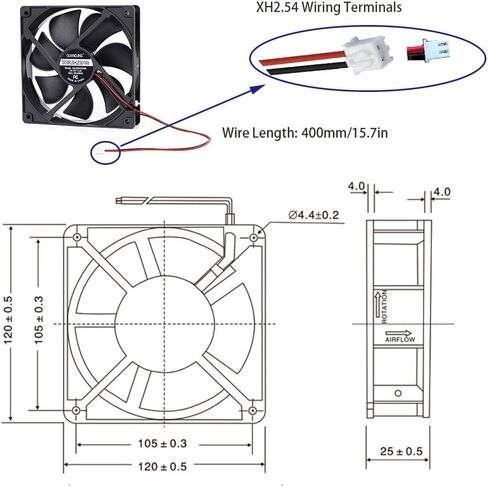 1225 مروحة تبريد 120 مم × 25 مم 1800 دورة في الدقيقة DC 12V 2Pin كروي بدون فرش 2 حزمة لوحدة المعالجة المركزية للكمبيوتر in Saudi Arabia