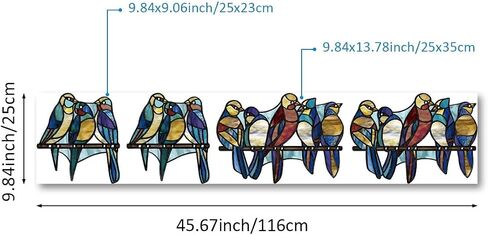 funlife Original Hand-Drawn Stained Glass Window Film, Double-Sided Static Cling Window Cling, Non-Adhesive Glass Windows Combos Decal Decor for Glass Door, Medium Blue Birds in Saudi Arabia