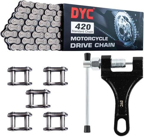 DYCTAHO Gold 420 Motorcycle Chain 132 Link Standard Roller Chain with Free Chain Breaker 5 Connecting Master Link for 100cc 110cc 125cc Dirt Pit Bike ATV Quad Go Kart Mini Bike Scooter in Saudi Arabia