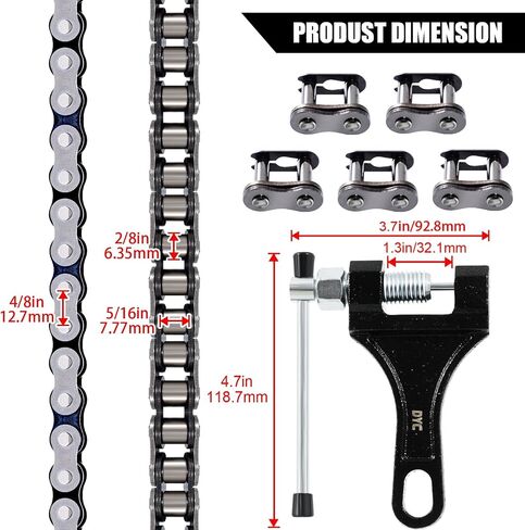 DYCTAHO Gold 420 Motorcycle Chain 132 Link Standard Roller Chain with Free Chain Breaker 5 Connecting Master Link for 100cc 110cc 125cc Dirt Pit Bike ATV Quad Go Kart Mini Bike Scooter in Saudi Arabia