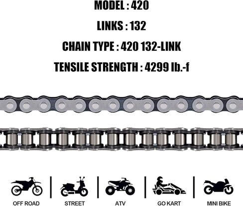 DYCTAHO Gold 420 Motorcycle Chain 132 Link Standard Roller Chain with Free Chain Breaker 5 Connecting Master Link for 100cc 110cc 125cc Dirt Pit Bike ATV Quad Go Kart Mini Bike Scooter in Saudi Arabia
