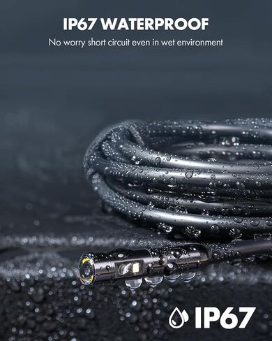 كاميرا منظار داخلي بعدسة مزدوجة مع ضوء، Anykit USB Borescope مع 8 مصابيح LED قابلة للتعديل، منظار داخلي مع كاميرا ثعبان شبه صلبة بطول 33 قدمًا، كاميرا فحص USB مقاومة للماء IP67 للهاتف والكمبيوتر اللوحي in Saudi Arabia