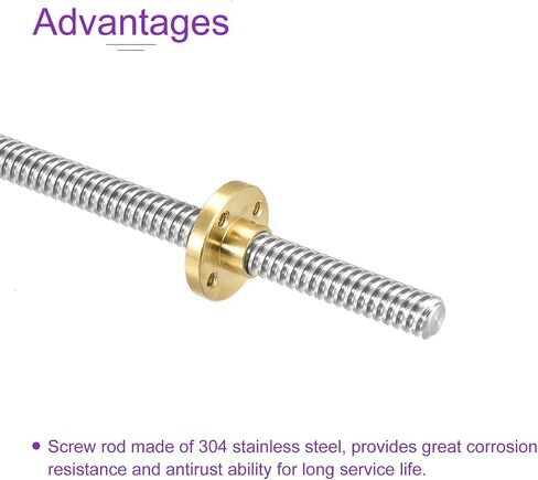 DMiotech 400mm Fully Thread Rod T8x2mm Lead Screw with Brass Nut Kit for 3D Printer, CNC Machine in Saudi Arabia