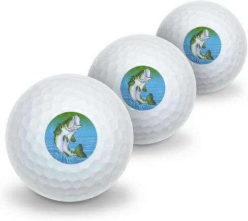 GRAPHICS & MORE Bass Fish Jumping Out of Water Fishing Novelty Golf Balls 3 Pack in Saudi Arabia