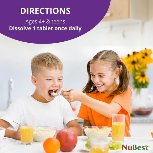 NuBest Fizzy - Bone Strength, Immunity, Digestive Health - Probiotic, Calcium, Magnesium from Red Marine Algae, Vitamin D3 K2, Zinc, Vitamins for Kids Age 4+ & Teens - 10 Orange Effervescent Tablets in Saudi Arabia
