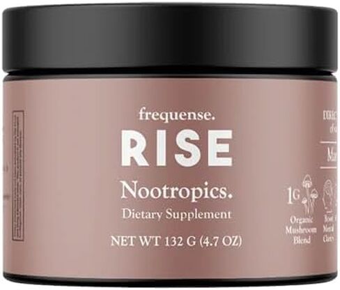 حوض Rise Nootropic - نكهة عصير المانجو والليمون - تعزيز الوظيفة الإدراكية والطاقة والوضوح - 7 مزيج من الفطر، وفيتامينات B، والأحماض الأمينية، ومستخلص حبوب القهوة الخضراء - عافية الدماغ والجسم - 132 جم in Saudi Arabia
