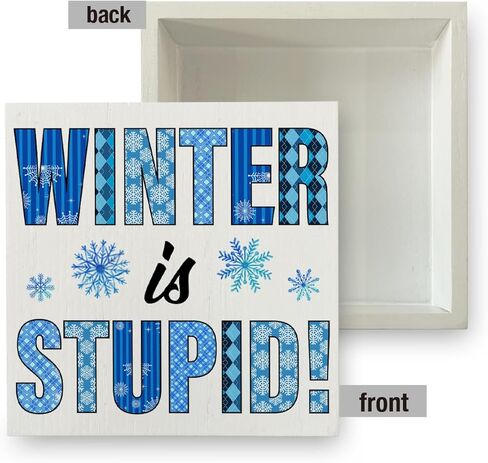 Funny Winter Sign Winter Snowflake Wood Sign Winter Holiday Decorative Sign for Home Porch Indoor Shelf 5"x 5" in Saudi Arabia