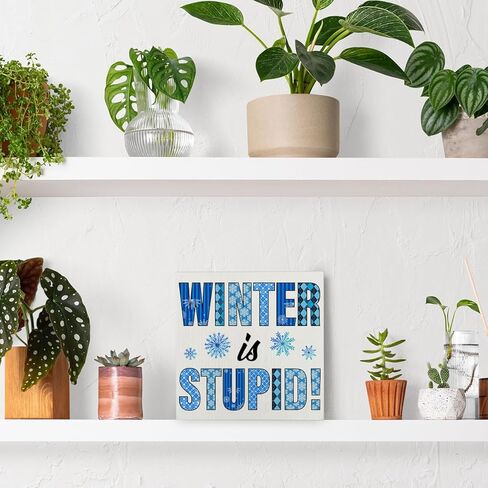 Funny Winter Sign Winter Snowflake Wood Sign Winter Holiday Decorative Sign for Home Porch Indoor Shelf 5"x 5" in Saudi Arabia