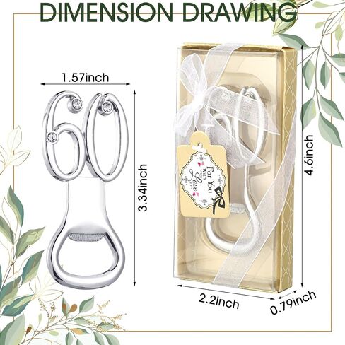24 Pcs Silver Bottle Opener Set Birthday Party Favors for Guests with for You Tags, Wine Beer Opener Birthday Wedding Party Decorations Anniversaries Souvenirs Keepsake Gift (60th) in Kuwait