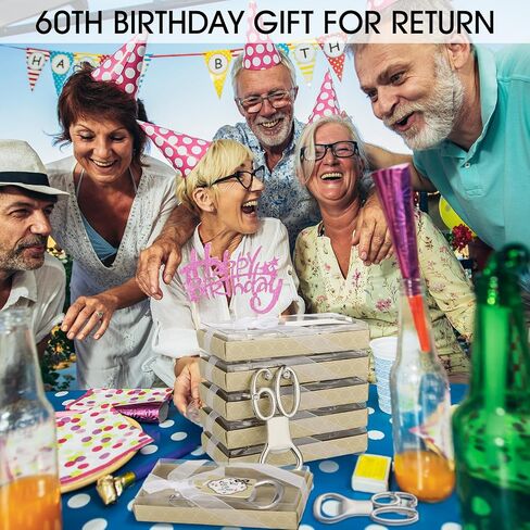24 Pcs Silver Bottle Opener Set Birthday Party Favors for Guests with for You Tags, Wine Beer Opener Birthday Wedding Party Decorations Anniversaries Souvenirs Keepsake Gift (60th) in Kuwait