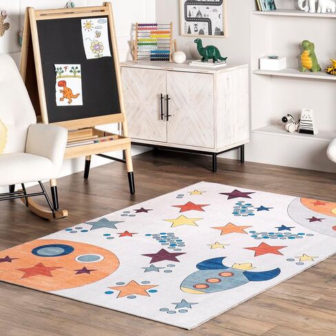 nuLOOM Leonie Outer Space Machine Washable Kids Accent Rug, 3x5, Multi in Saudi Arabia