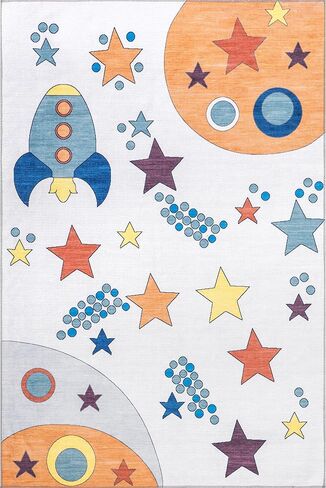 nuLOOM Leonie Outer Space Machine Washable Kids Accent Rug, 3x5, Multi in Saudi Arabia