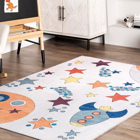 nuLOOM Leonie Outer Space Machine Washable Kids Accent Rug, 3x5, Multi in Saudi Arabia