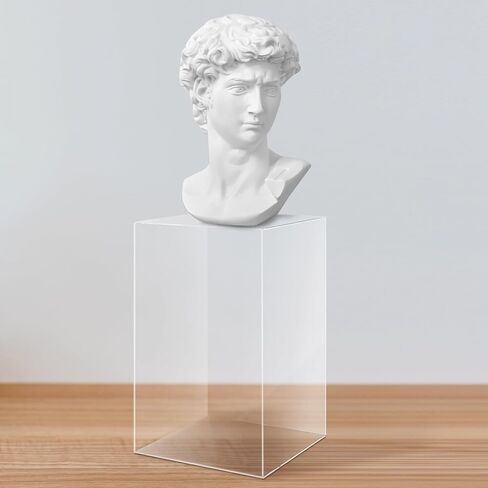 Clear Acrylic Display Boxes 9.8 x 9.8 x 15.8 Inch Tall Sculpture Stand with 9.8 ft Light String No Lid Hollow 5 Sided Display Cube Pedestal Display Tower Dust Cover Bin Multi Use Showcase in Saudi Arabia