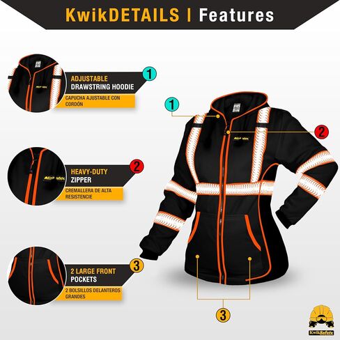 KwikSafety ROGUE Safety Jacket for Women | Black, Large in Saudi Arabia