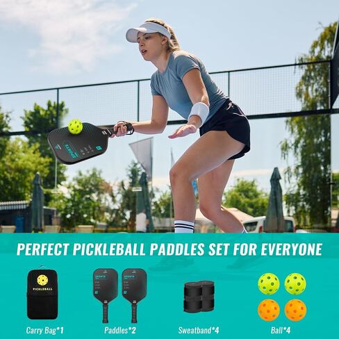 MURT Pickleball Paddles Set of 2, T700 Carbon Fiber Pickleball Rackets with Comfort Grip, High Grit & Spin, Honeycomb Core, Pickleball Gifts, 16mm - 2024 USAPA Approved in Saudi Arabia