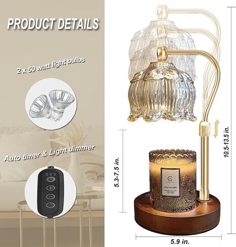 Candle Warmer Lamp with Timer & Dimmer, Candle Warmer Light Compatible with Large Jar Candles (Green) in Saudi Arabia