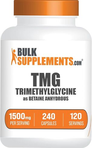BulkSupplements.com TMG Capsules - Trimethylglycine as Betaine Anhydrous, TMG Supplement - Betaine Anhydrous 1500mg, Gluten Free, 2 Capsules per Serving, 240 Capsules (Pack of 1) in Saudi Arabia