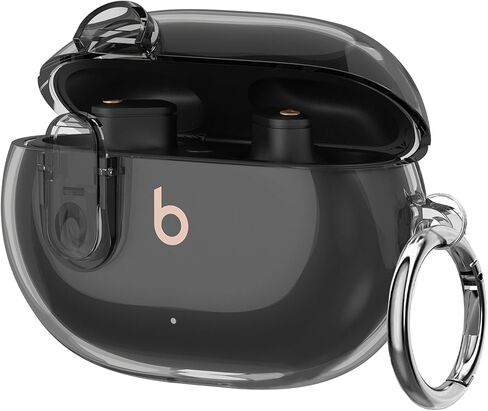 Olytop for Beats Studio Buds/Buds + Clear Case with Lock 2021/2023, Soft Transparent TPU Protective Cover Skin with Keychain Women Men for Beat Studio Buds/Buds Plus Earbuds - Pink in Kuwait