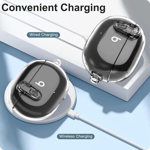 Olytop for Beats Studio Buds/Buds + Clear Case with Lock 2021/2023, Soft Transparent TPU Protective Cover Skin with Keychain Women Men for Beat Studio Buds/Buds Plus Earbuds - Pink in Kuwait