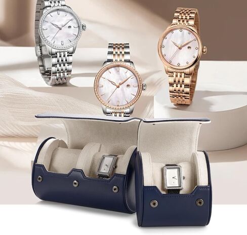 Oirlv PU Leather Watch Box for Mens Watch Display Watch Organizer Case Watch Gift Box for Birthday Fathers Day Anniversary（2 slots, Brown） in Kuwait