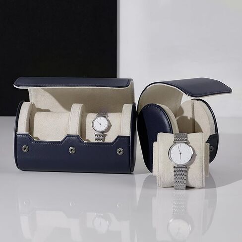 Oirlv PU Leather Watch Box for Mens Watch Display Watch Organizer Case Watch Gift Box for Birthday Fathers Day Anniversary（2 slots, Brown） in Kuwait