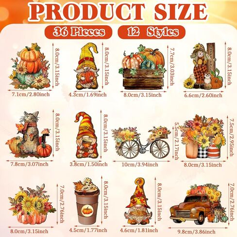 Kigley 36 Pcs Fall Tree Decorations Thanksgiving Gnomes Ornaments for Tree Wooden Hanging Ornaments Pumpkins Leaves Flowers Cutouts Autumn Decorations Truck Hanging Pendant for Holiday Party Supply in Kuwait