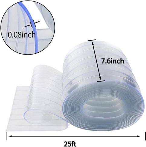 ستارة شريطية بديلة من الفينيل البلاستيكي مقاس 25 بوصة × 7.6 بوصة، سمك 0.08 بوصة في شرائط ستائر مبرد الفريزر، شرائط ستائر بلاستيكية لأبواب الدخول التجارية للمستودعات، وأبواب الحيوانات الأليفة in Kuwait