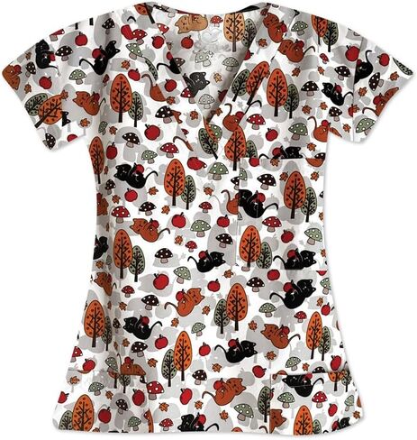 Halloween Scrub Top for Women, V-Neck, Sizes XS-3XL in Saudi Arabia