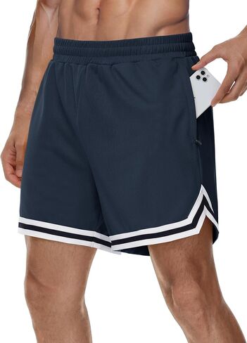 JWM Men's 5" Gym Shorts - Running Short with Zip Pockets Workout Althetic Tennis Pickleball Lounge Mesh Lightweight Quick Dry in Saudi Arabia
