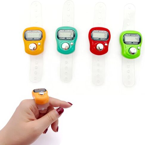 JZK 4X LCD display digital finger tally counter clicker, electronic stitch counter for knitting, crochet row counter ring, plastic mini manual clicker counter in Saudi Arabia