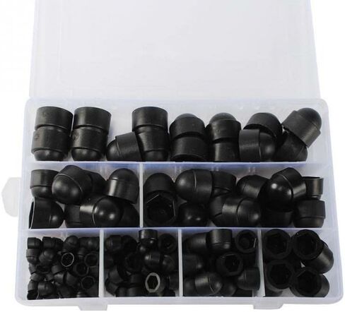 145 قطعة من براغي صامولة سداسية القبة غطاء رأس ضد العبث M4-M12 بلاستيك أسود M4 M5 M6 M8 M10 M12 غطاء حماية صامولة قبة سوداء غطاء براغي سداسية من البلاستيك قبة البلوط in Kuwait