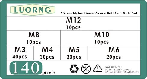 140PCS Black M3, M4, M5, M6, M8, M10, M12 Hex Protector Cap Assortment Kit Nylon Dome Acorn Bolt Cup Nuts Set for Protecting Hexagon Shaped Threads Rods Studs and Bolts in Saudi Arabia