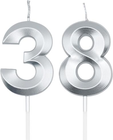 شموع عيد الميلاد 38 و83 الفضية للكعك، رقم 38 83 شمعة كعكة كب كيك لتزيين حفلات أعياد الميلاد in Kuwait