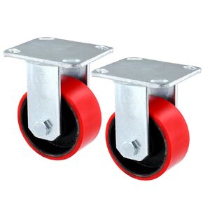 QWORK 4-Inch Polyurethane Tread Industrial Casters - 800 lbs Capacity per Caster, 2 Pack Non-Marking Wheels with Roller Bearings