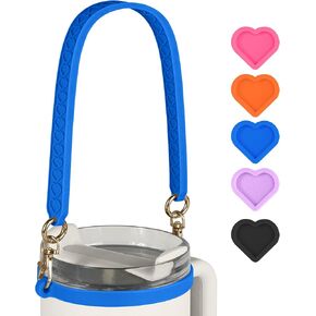 Water Bottle Handle for Stanley, Soft Silicone Water Bottle Holder, Sling, Carrier with Strap, Fits Most 8-40oz Water Bottles, Compatible with Stanley Cup Accessories