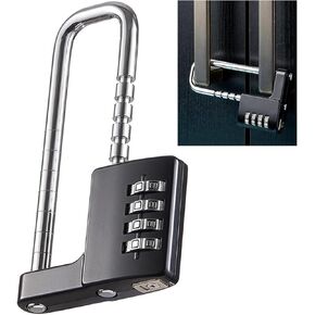 Cabinet Lock,Combination Padlock,U Shaped Padlock,Stainless Steel Gym Locker Lock Code Long Adjustable Shackle Lock for Outdoor, School, Gym, Sports lockers, Fences (Silver)
