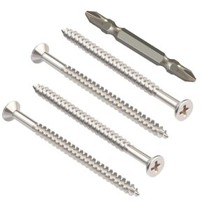 Hinge Wood Screws #9 x 3"", 30 Pcs, 410 Stainless Steel, Flat Head, Phillips Drive, Self Tapping Wood Screws，Give Away Driver 1pcs., Silver, WS93-3