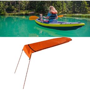 Kayak Sun Shade Canopy with Ripstop Fabric, Lightweight, Easy Installation, Ideal for Fishing and Outdoor Activities, Suitable for Boats, Kayaks, Canoes with Storage Bag (Orange)