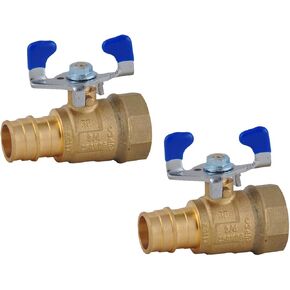 LD Valve- Pex A to FPT Transition Ball Valve, 3/4-in Propex X 3/4-in NPT Expansion Valve with Blue T-Handle, F1960 Brass PEX A Shut Off Valve For Pex A Pipe(2-Pack)