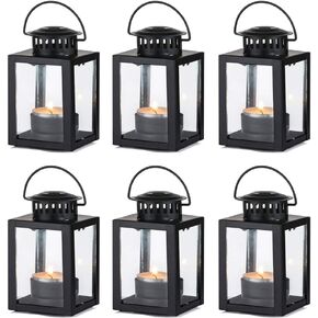 فوانيس Nuptio لشموع فوانيس الحديقة، فوانيس صغيرة معلقة على الطراز العتيق لشموع الشموع الصغيرة، حاملات مصابيح الشاي السوداء للمناسبات الداخلية والخارجية وحفلات أعياد الميلاد (5 قطع + قطعة واحدة) in Kuwait