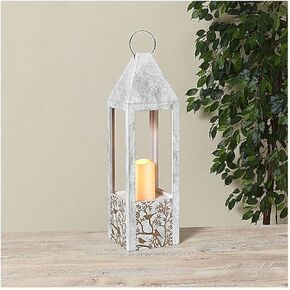 Gerson Company 21.85" H B/O Lighted Wood Lantern W/Led Candle