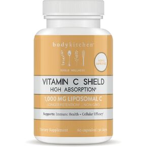 Body Kitchen Liposomal Vitamin C Shield, 1000mg PureWay-C, High Absorption, Non-GMO, Supports Immune Health and Cellular Efficacy, Veggie Caps, 60 Count