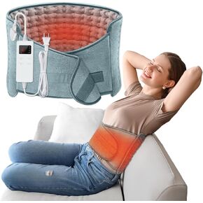 Heating Pad for Back Pain Relief Period Cramp, XXL 12"x24" Heating Pads with 20" Waist Belt, Adjustable 6H Auto Off & 6 Heat Levels & 4 Timers, Soft Electric Heating Pad for Neck Shoulders Pain Relief
